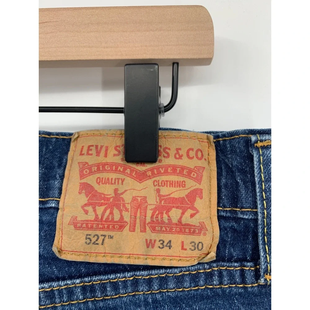 Levis 527 Jeans Mens 34x30 Blue Slim Bootcut Fade Denim Pants